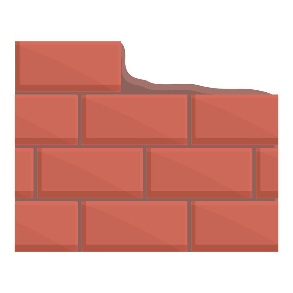 Red brick wall icon cartoon vector. Mortar cement vector