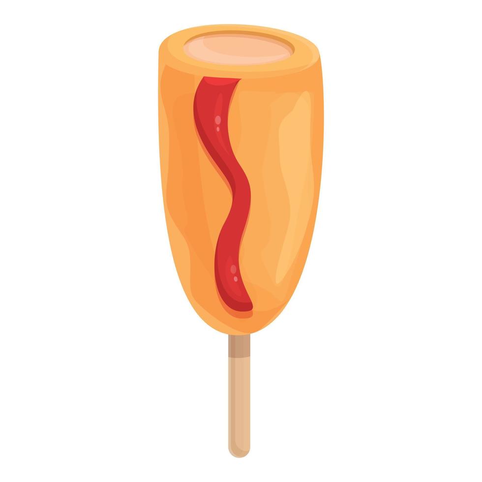 Corn dog stick icon cartoon vector. Korean sauce vector