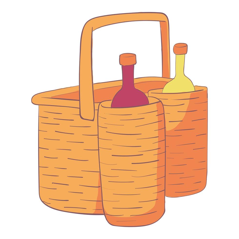 Drink hamper icon, cartoon and flat style vector