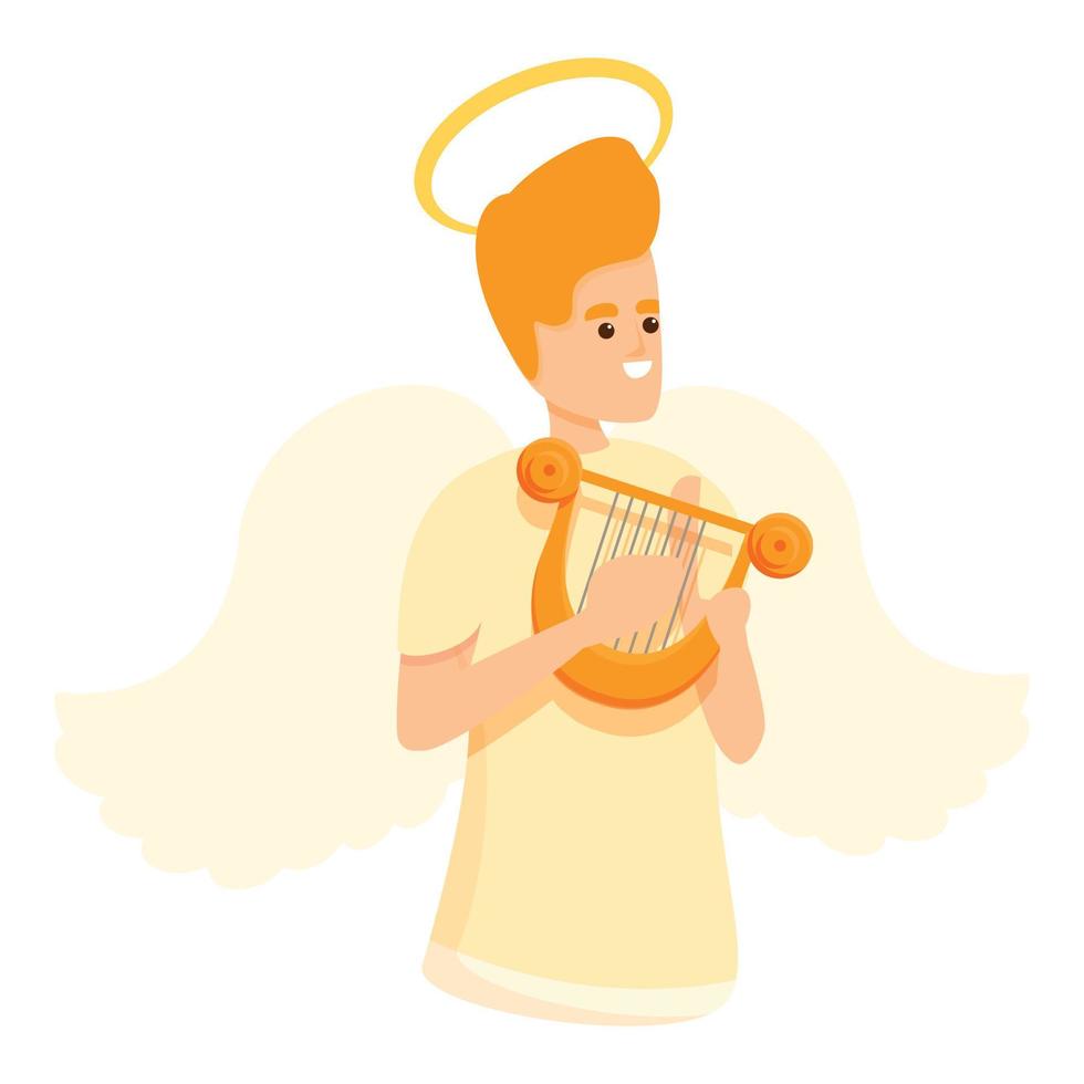 Angel harp icon, cartoon style vector