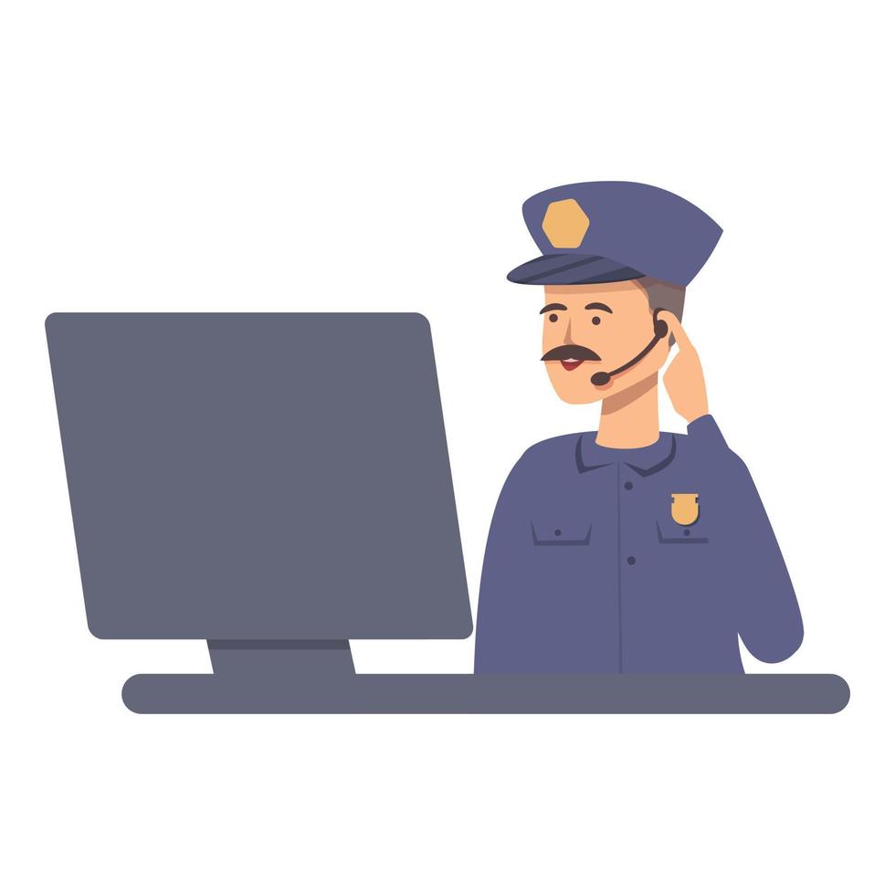 Police call center icon cartoon vector. Thank team vector