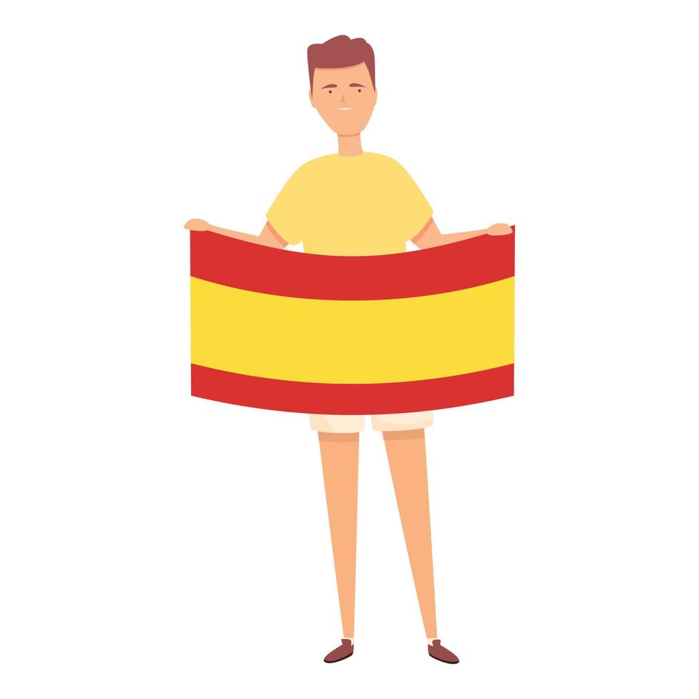 Boy with Spain flag icon cartoon vector. Child world vector