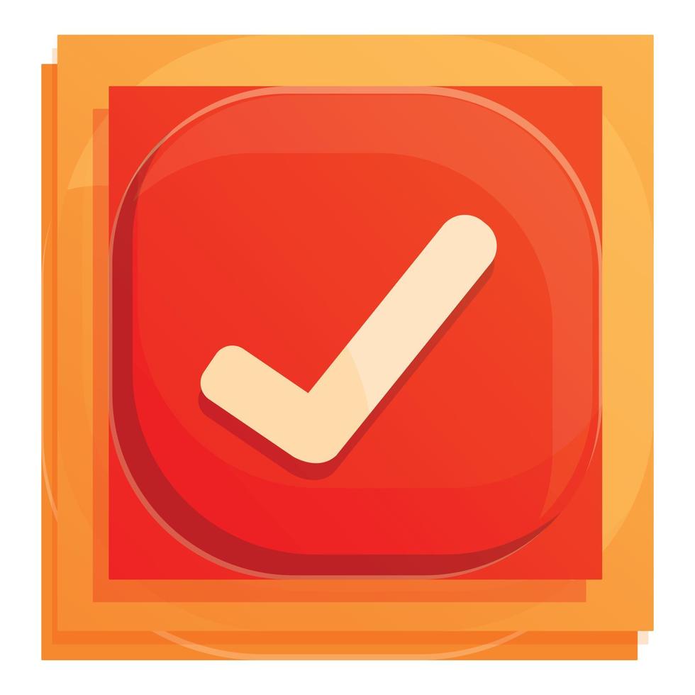 Approved interface button icon, cartoon style vector