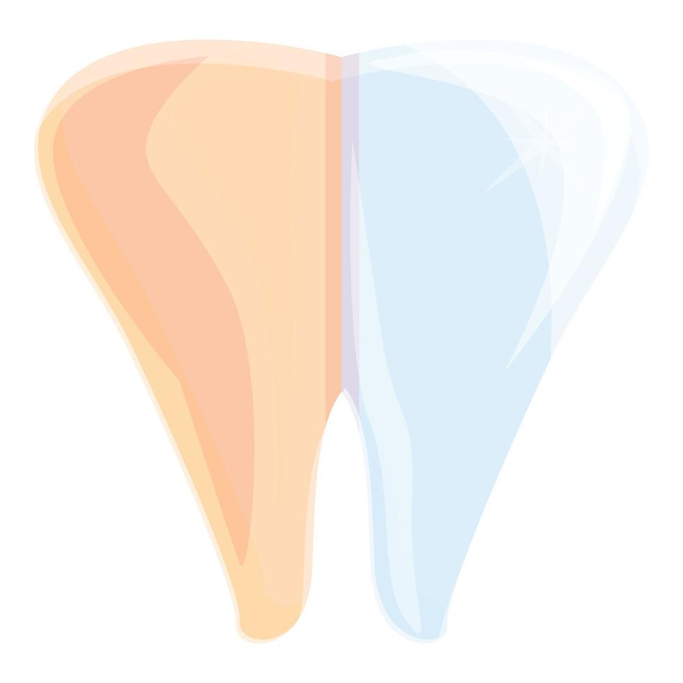 Half teeth whitening icon, cartoon style vector