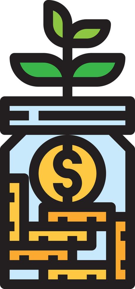 savings jar saving money growth banking - filled outline icon vector