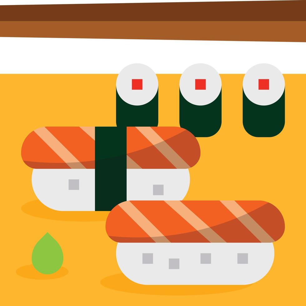 sushi japón comida de salmón japonés - icono plano vector