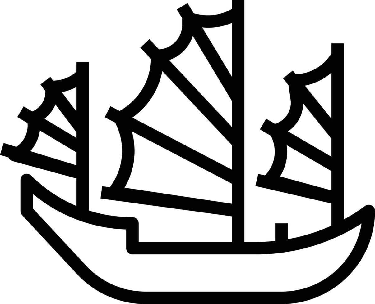 junk ship chinese china boat - outline icon vector