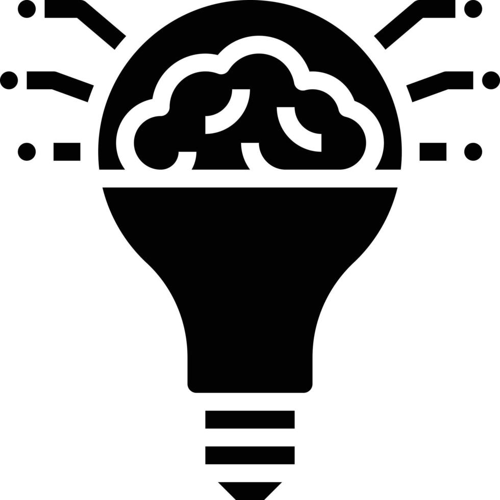 researching lighting ai artificial intelligence - solid icon vector