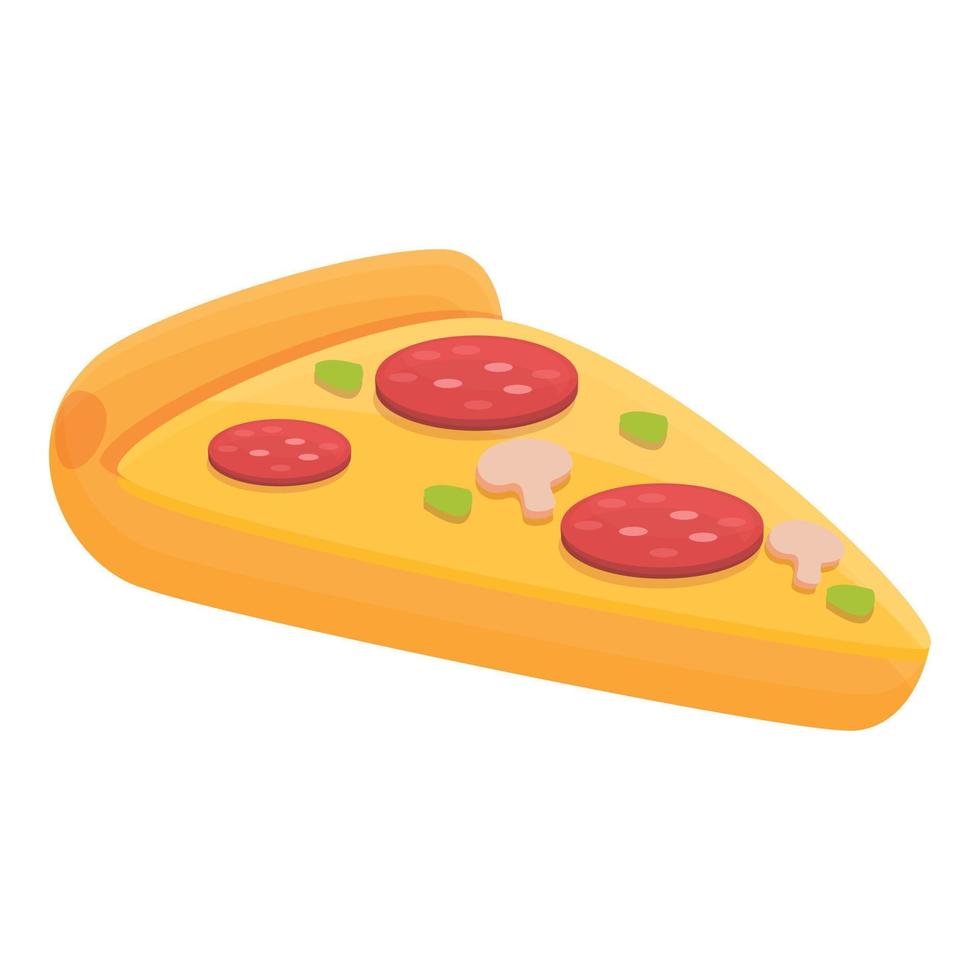 rebanada de icono de pizza, estilo de dibujos animados vector