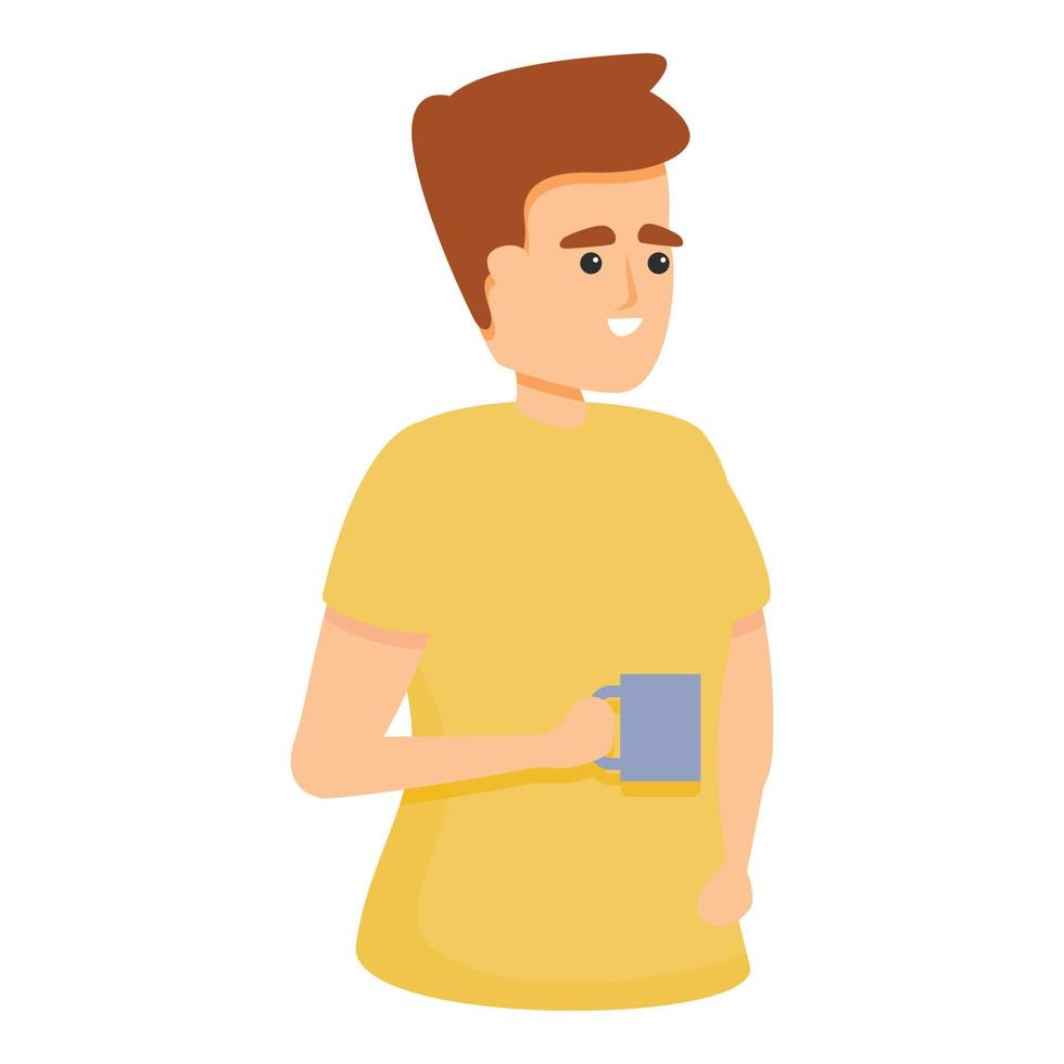 colega con icono de taza de café, estilo de dibujos animados vector