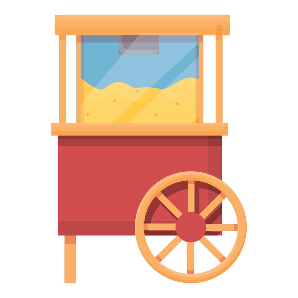 Popcorn push cart icon, cartoon style vector