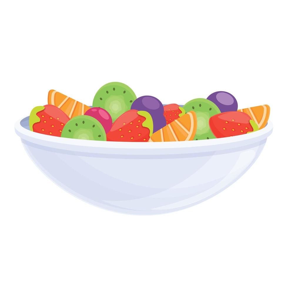 Summer fruit salad icon, cartoon style vector