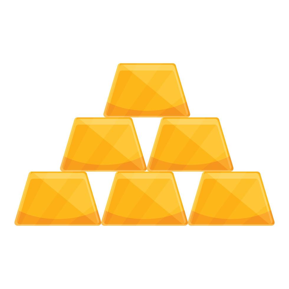 Golden bar bank stack icon, cartoon style vector