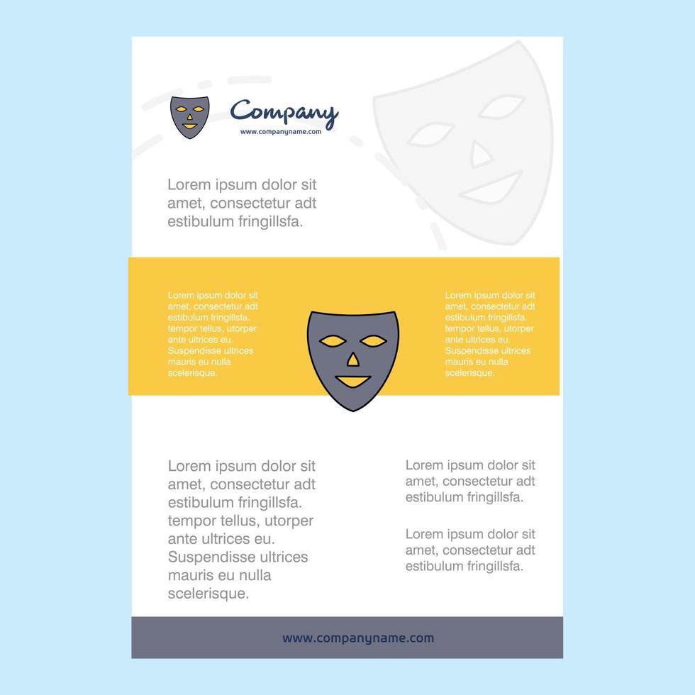 Template layout for Mask comany profile annual report presentations leaflet Brochure Vector Background