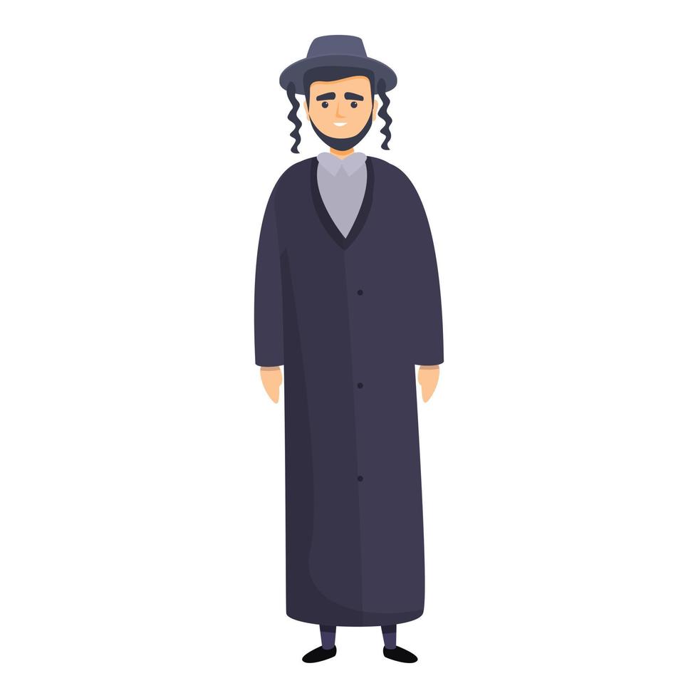 Jewish young priest icon, cartoon style vector