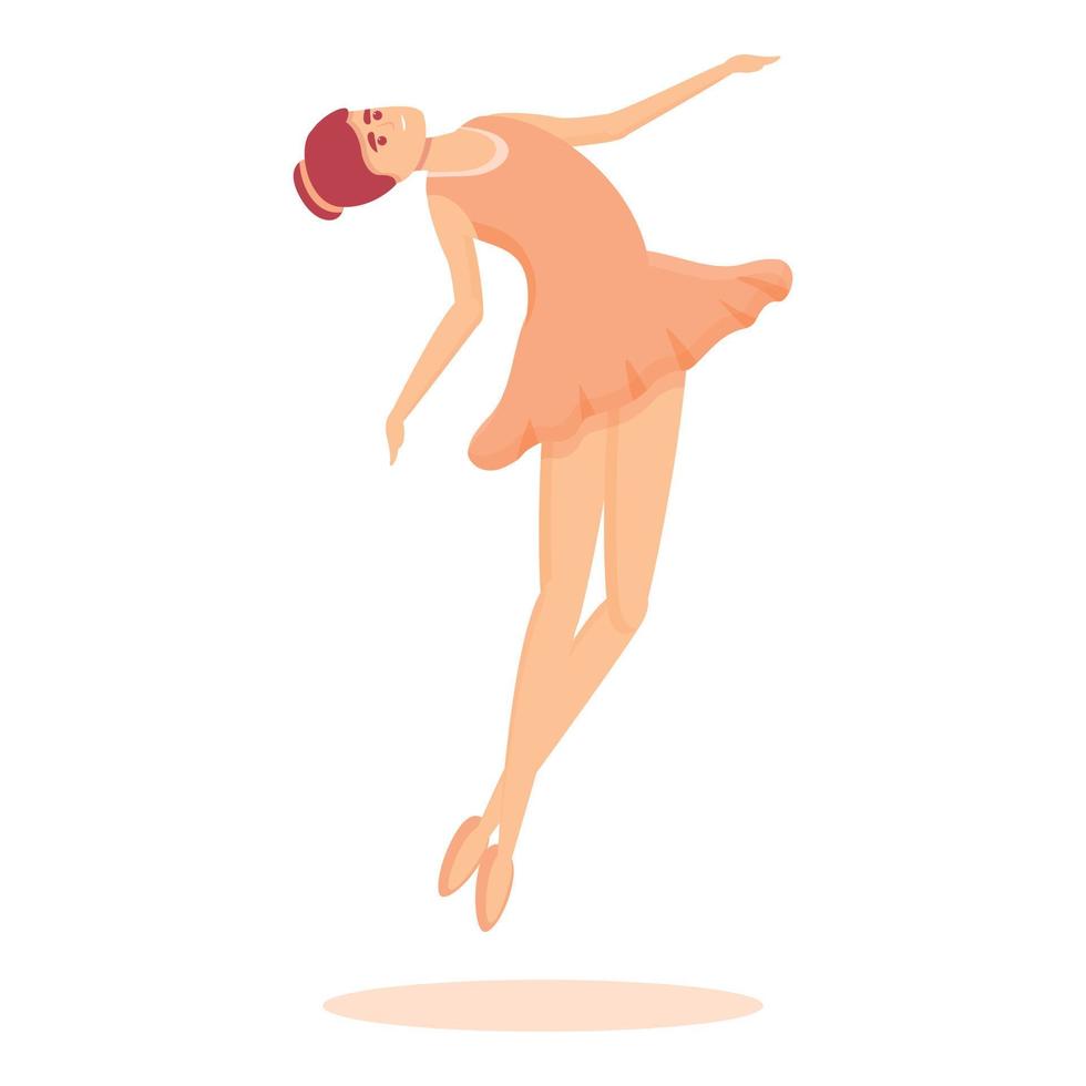 Jump ballerina icon, cartoon style vector