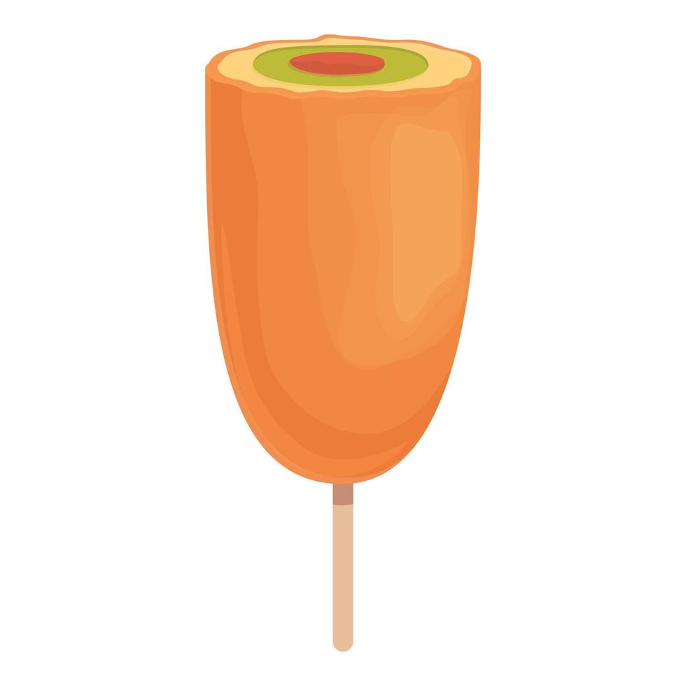 vector de dibujos animados de icono de maíz caliente. palo de corndog