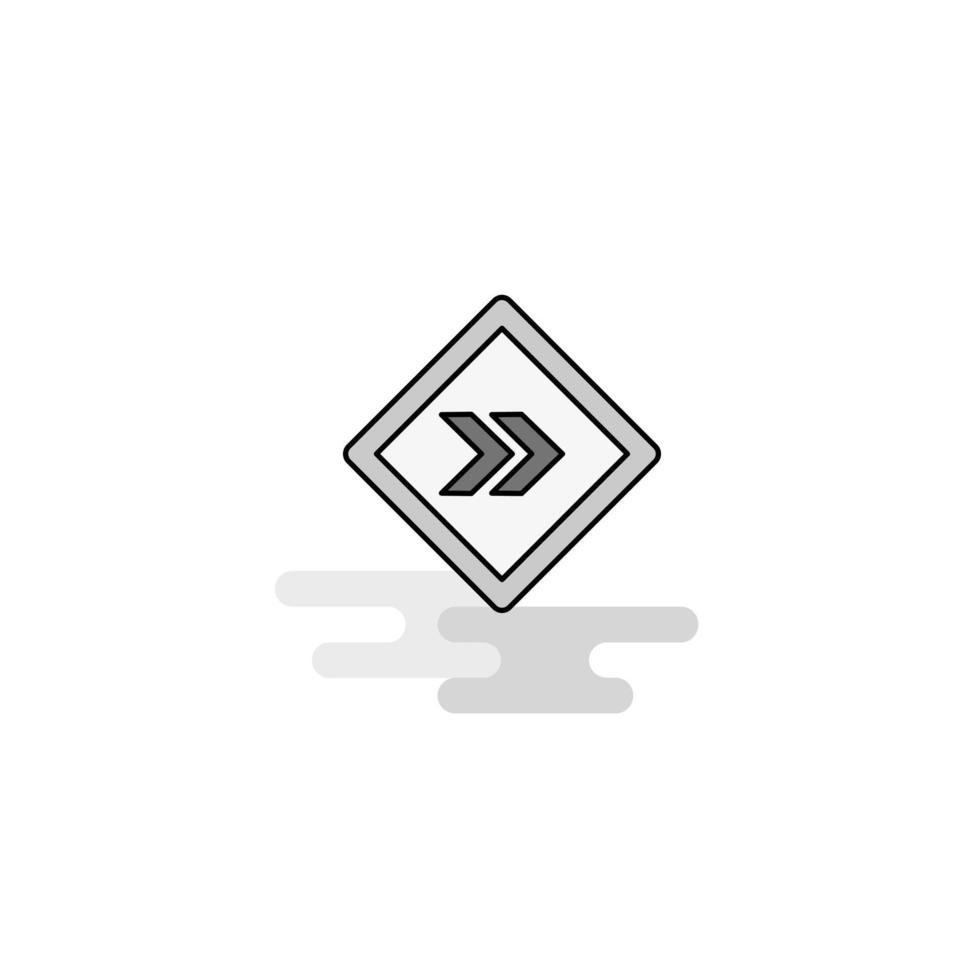 Right arrow road sign Web Icon Flat Line Filled Gray Icon Vector