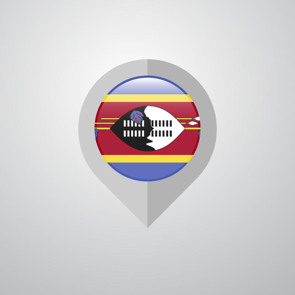 Map Navigation pointer with Swaziland flag design vector