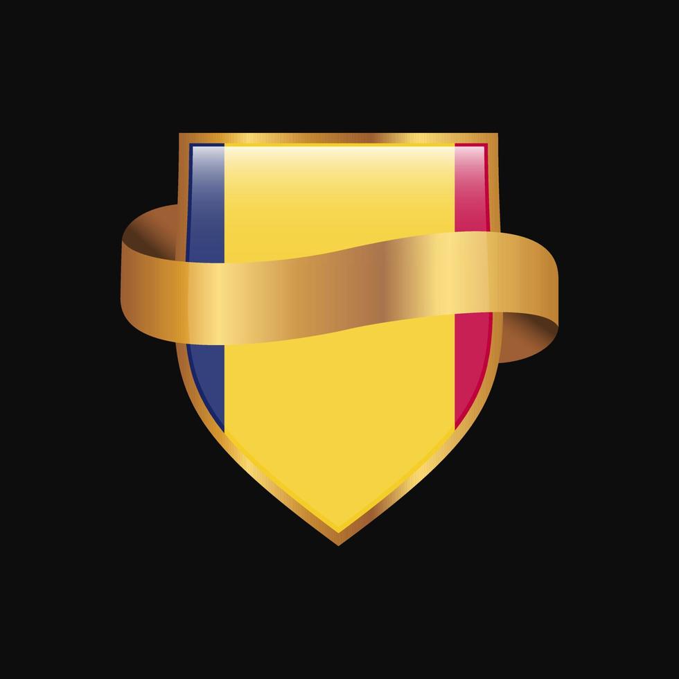 vector de diseño de insignia de oro de bandera de chad