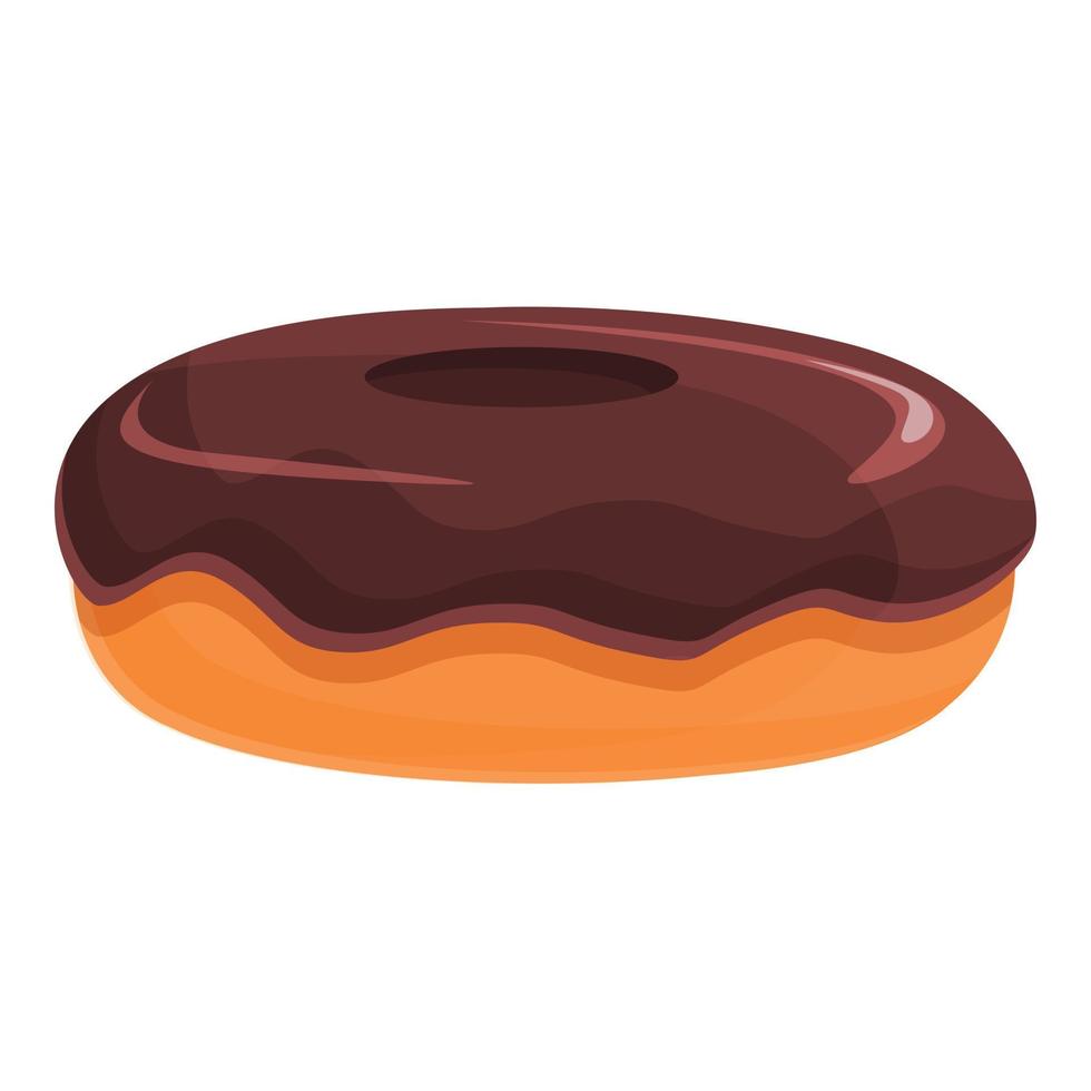 Takeaway chocolate doughnut icon, cartoon style vector