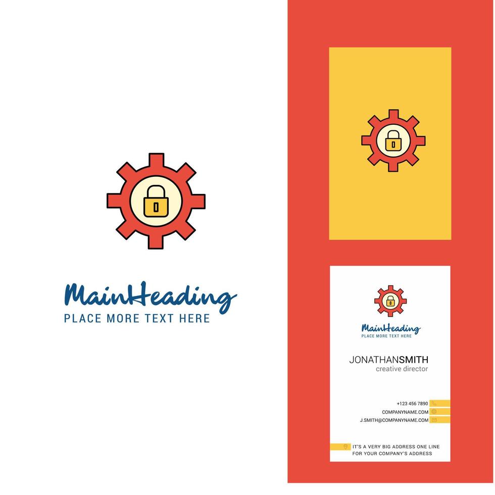 Gear locked Creative Logo and business card vertical Design Vector