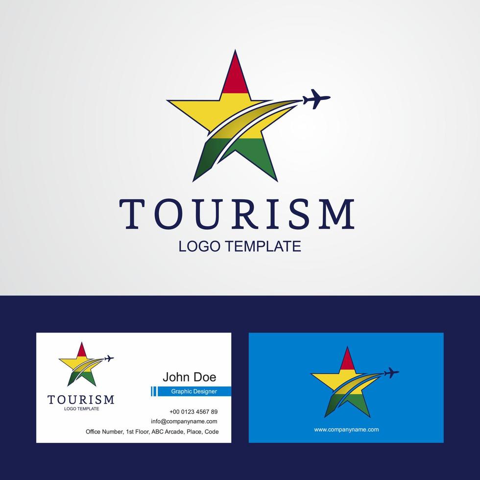 logotipo de estrella creativa de bandera de bolivia de viaje y diseño de tarjeta de visita vector