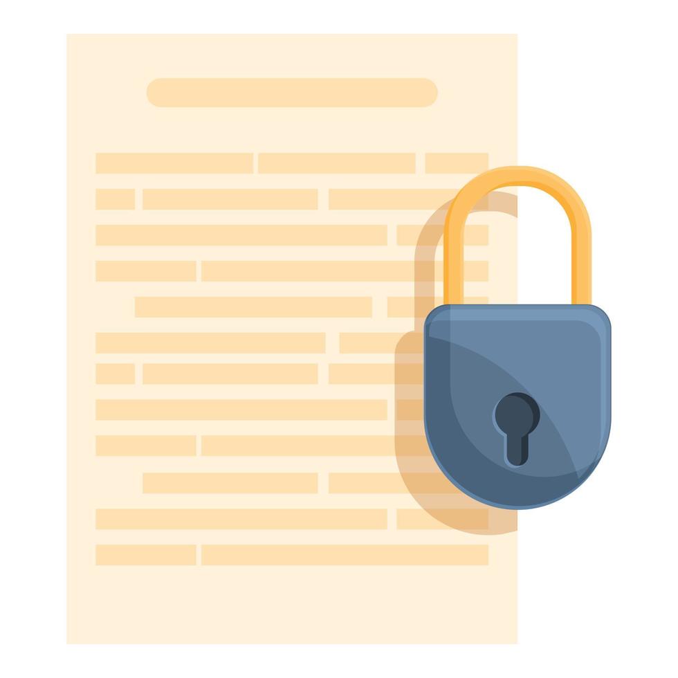 File password protection icon, cartoon style vector
