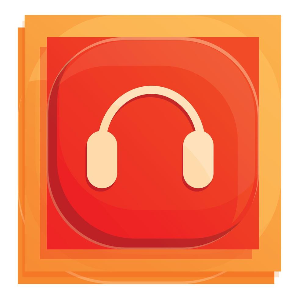 Headphones button interface icon, cartoon style vector