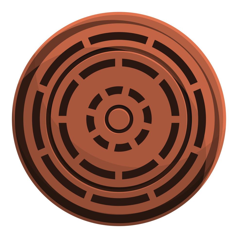 Road manhole icon, cartoon style vector