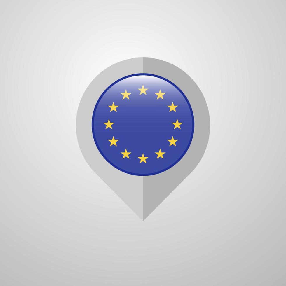 puntero de navegación del mapa con el vector de diseño de la bandera de la unión europea