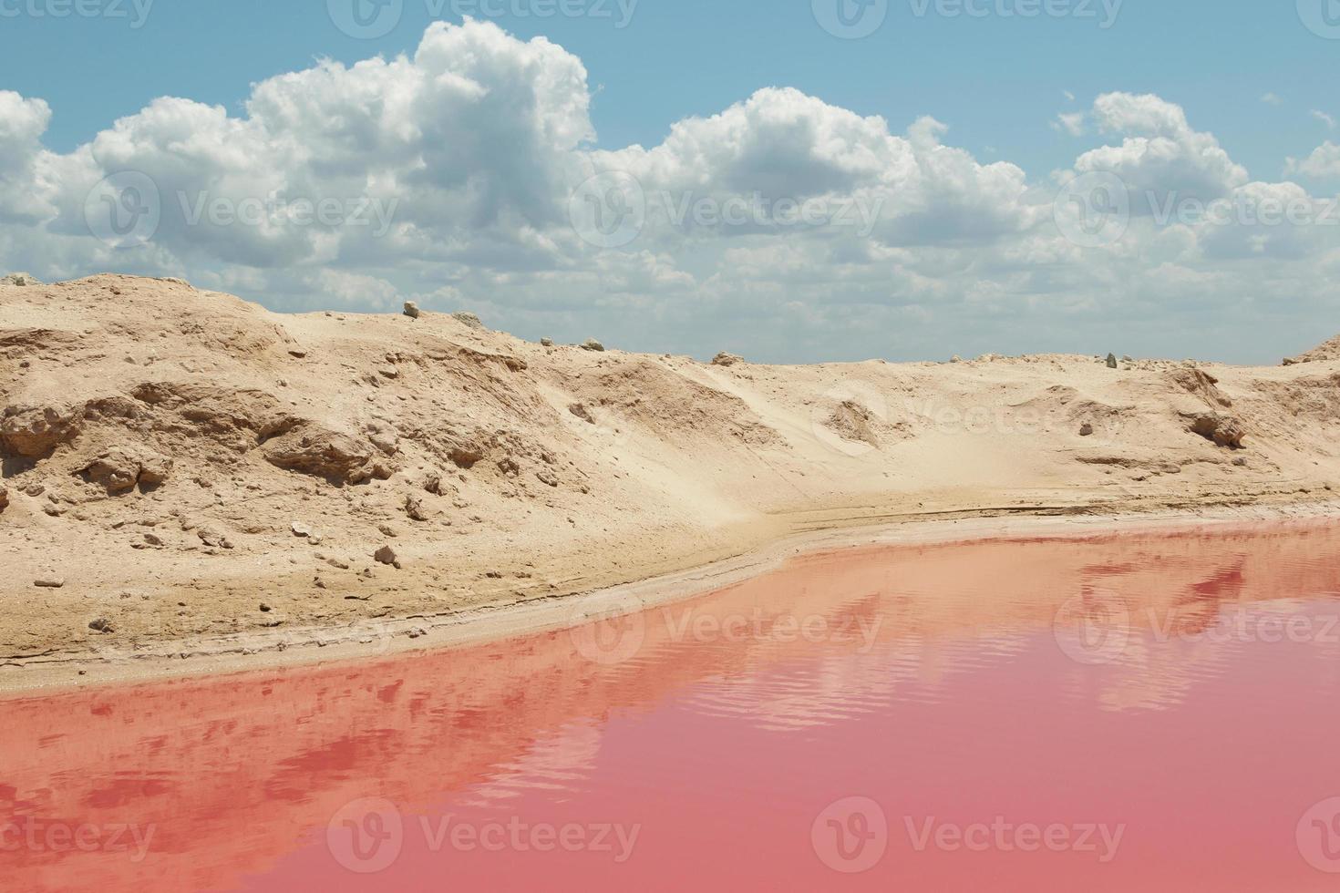 Pink salt lake in the Yucatan, Mexico photo