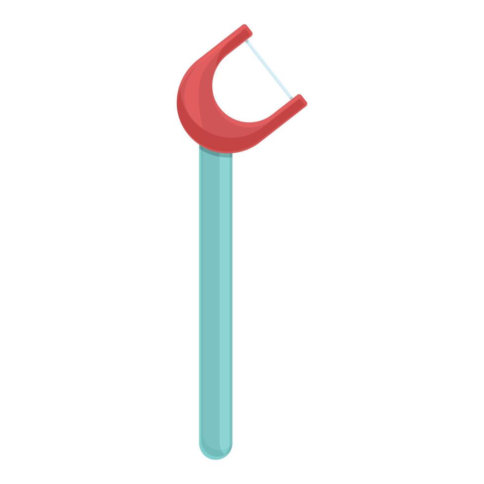 Icono de dientes de palo de hilo dental, estilo de dibujos animados vector