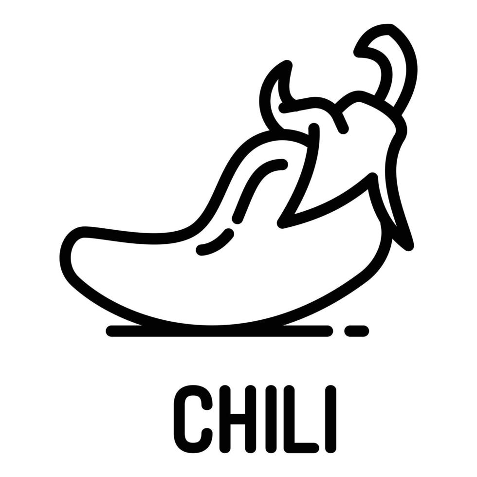 Chili icon, outline style vector