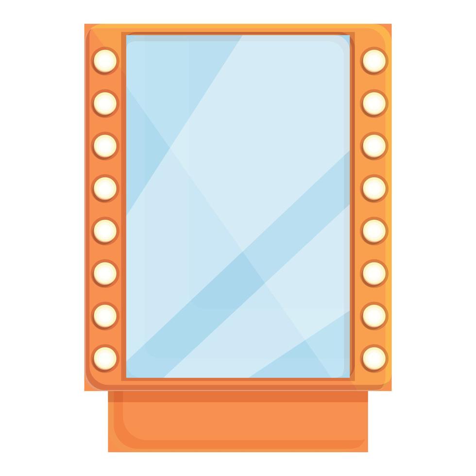 Illuminated mirror icon, cartoon style vector