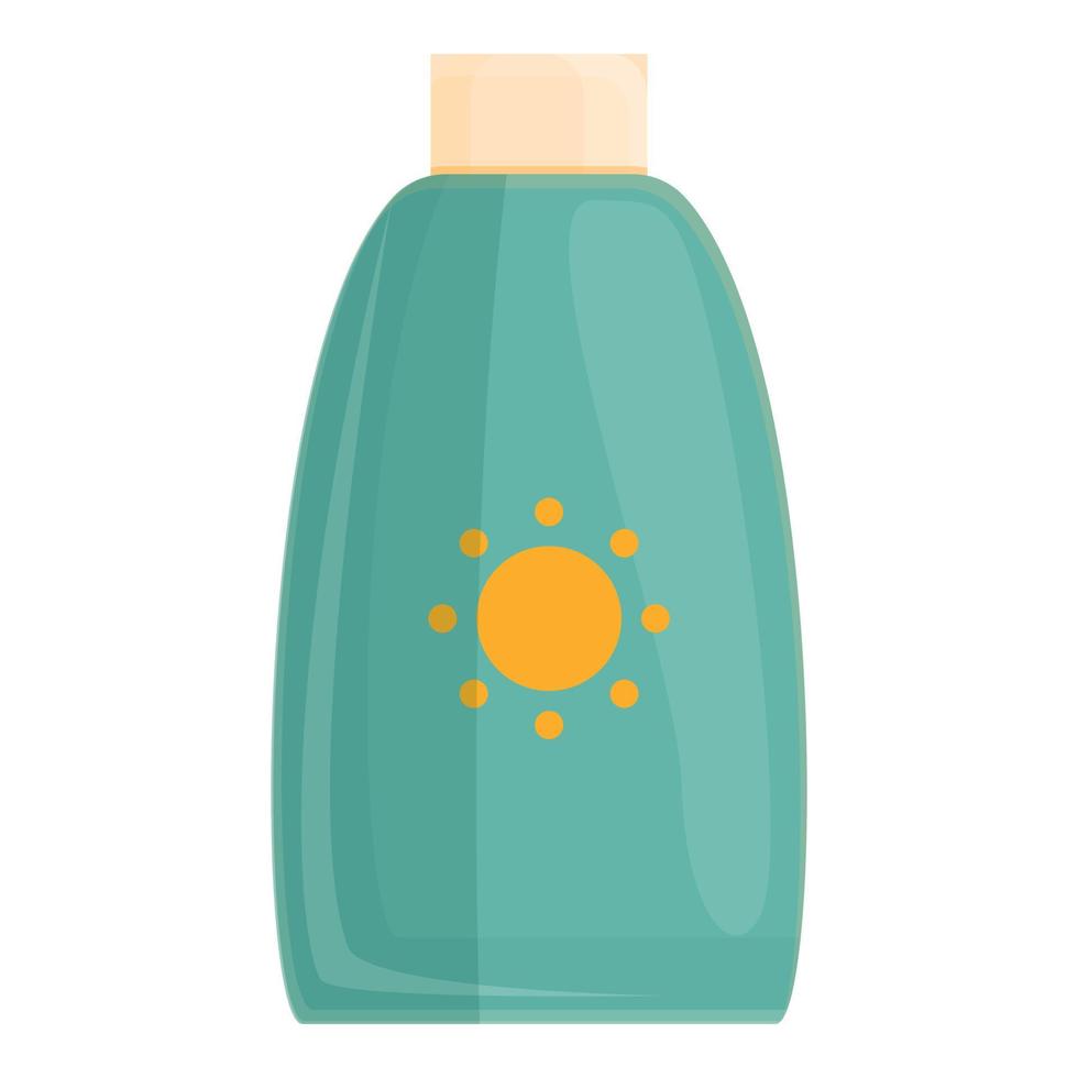 Solarium sunscreen bottle icon, cartoon style vector