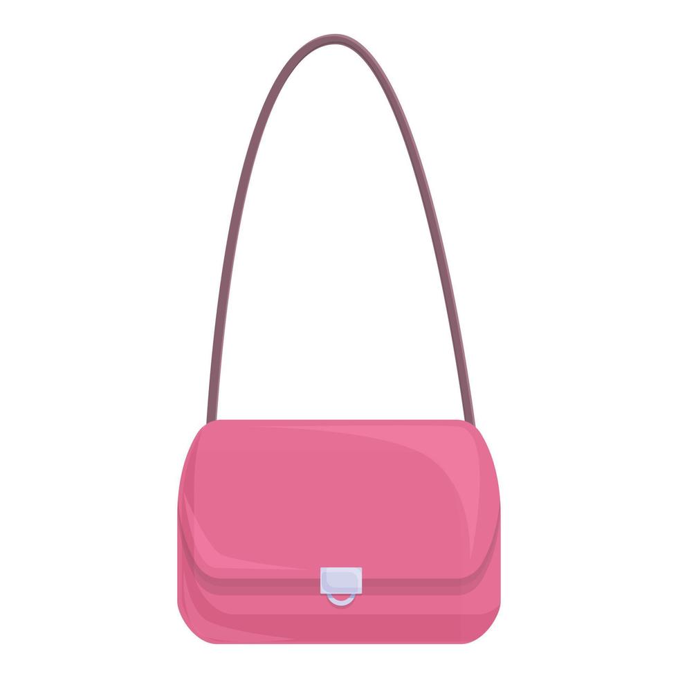 Pink woman bag icon cartoon vector. Fashion handbag vector