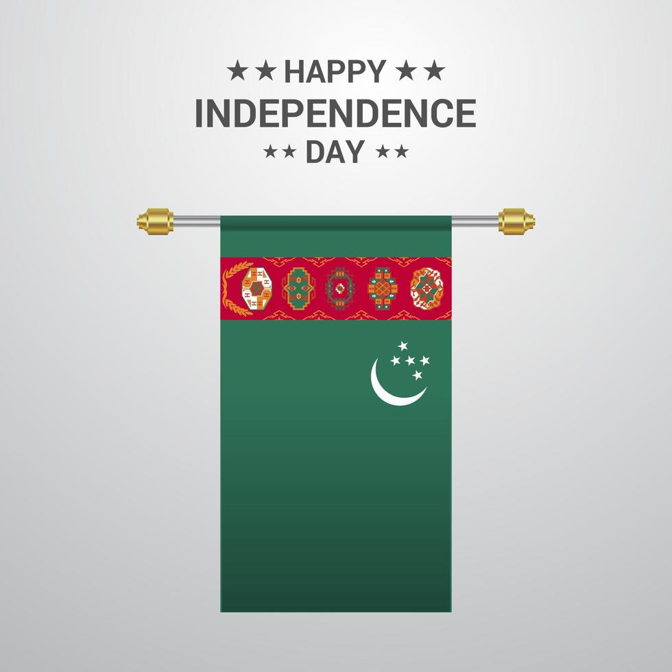 Turkmenistan Independence day hanging flag background vector