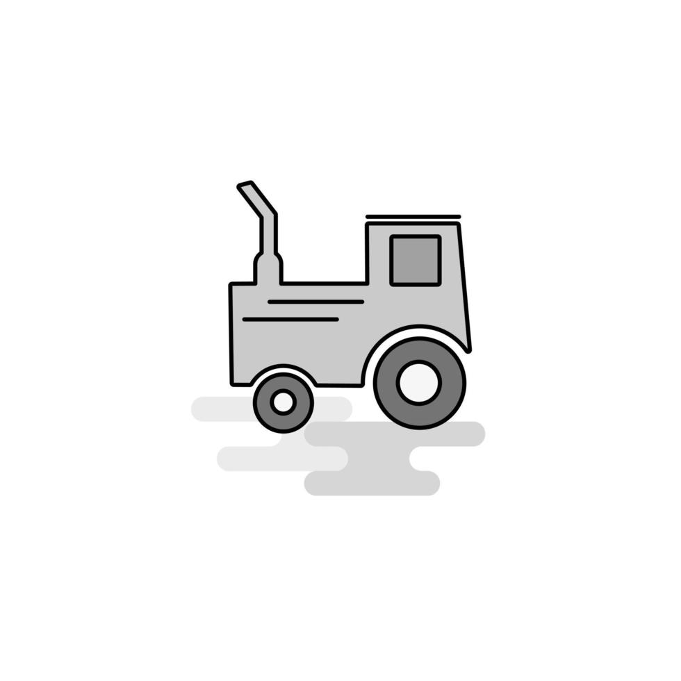 Tractor Web Icon Flat Line Filled Gray Icon Vector