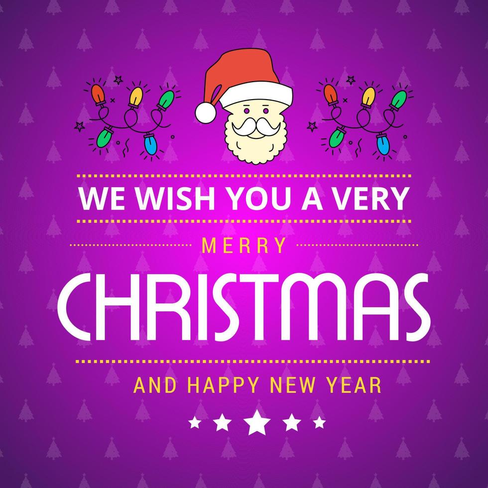 Merry Christmas card with creative design and purple background vector