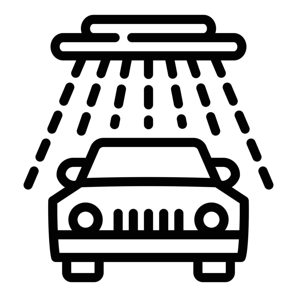 icono de lavado de lluvia de coche, estilo de contorno vector