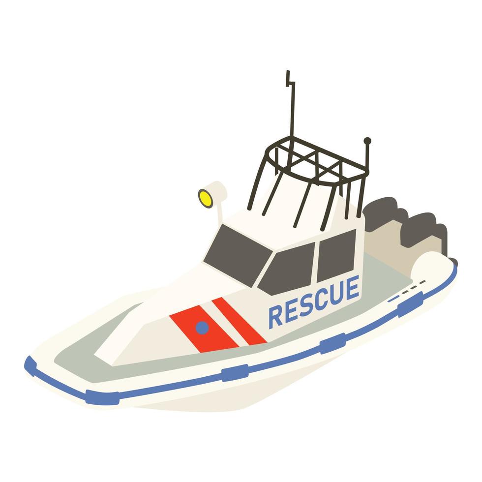 icono de barco de rescate, estilo isométrico vector