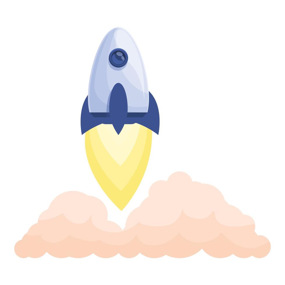 Spacecraft launch icon, cartoon style vector