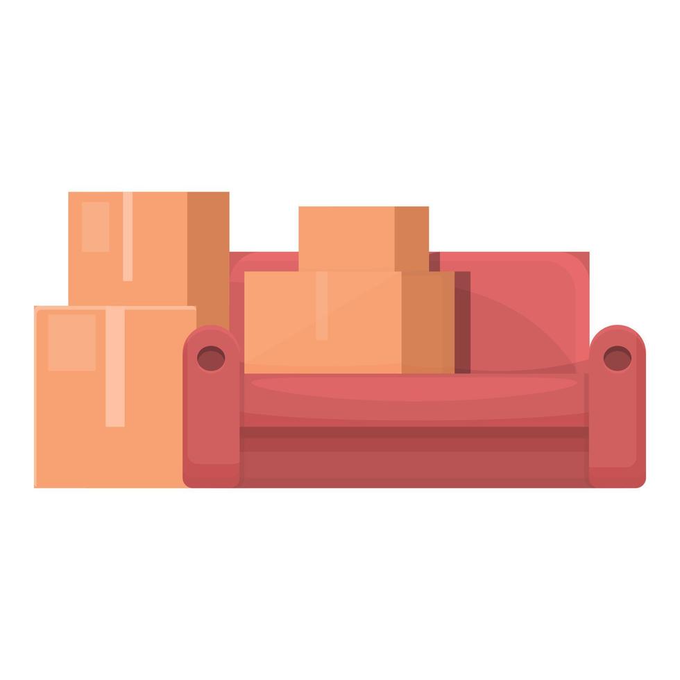 Relocation sofa box icon cartoon vector. House move vector