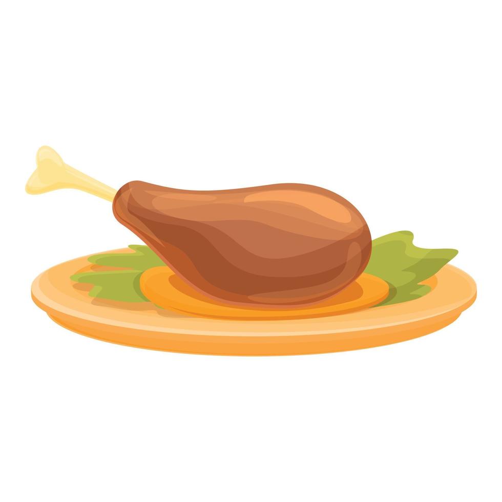 Cooked chicken leg icon cartoon vector. Roast turkey food vector