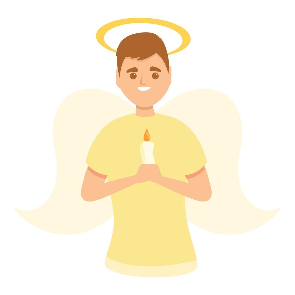 Holy angel icon, cartoon style vector