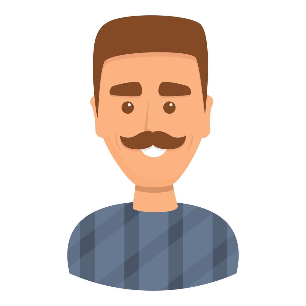 Man with mustache icon, cartoon style vector