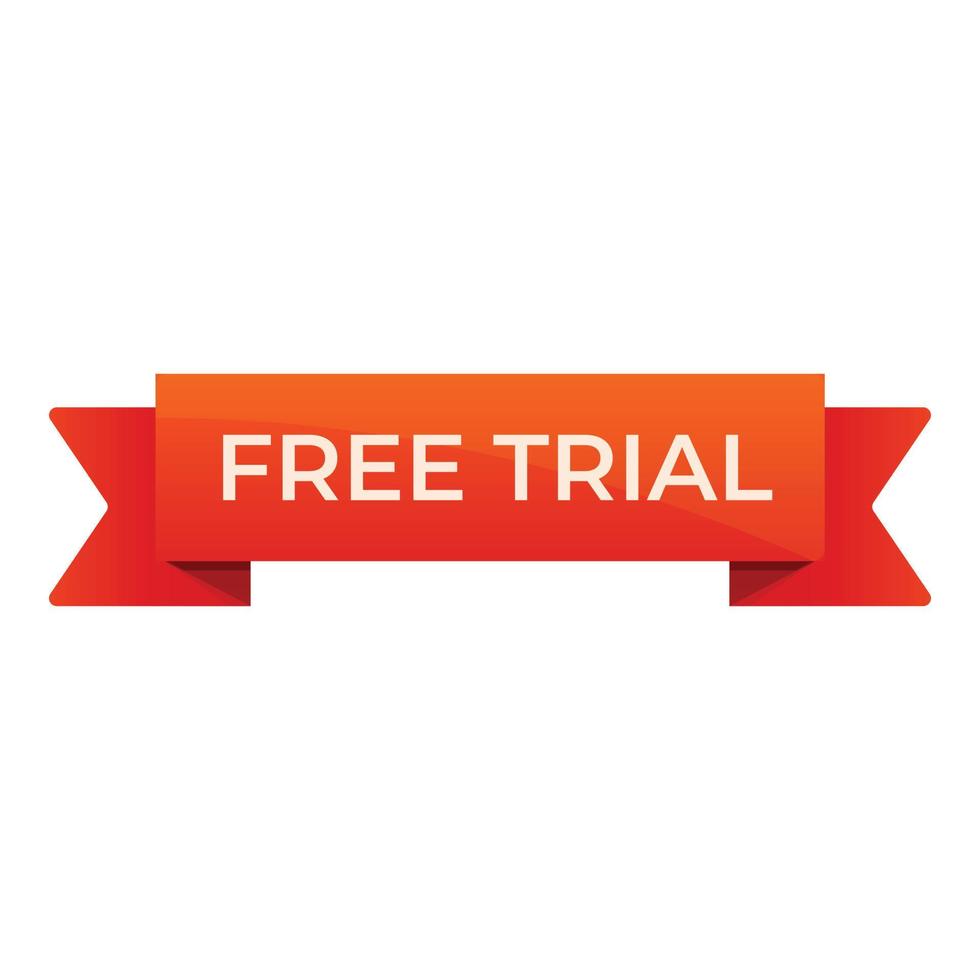 Free trial red ribbon icon, cartoon style vector