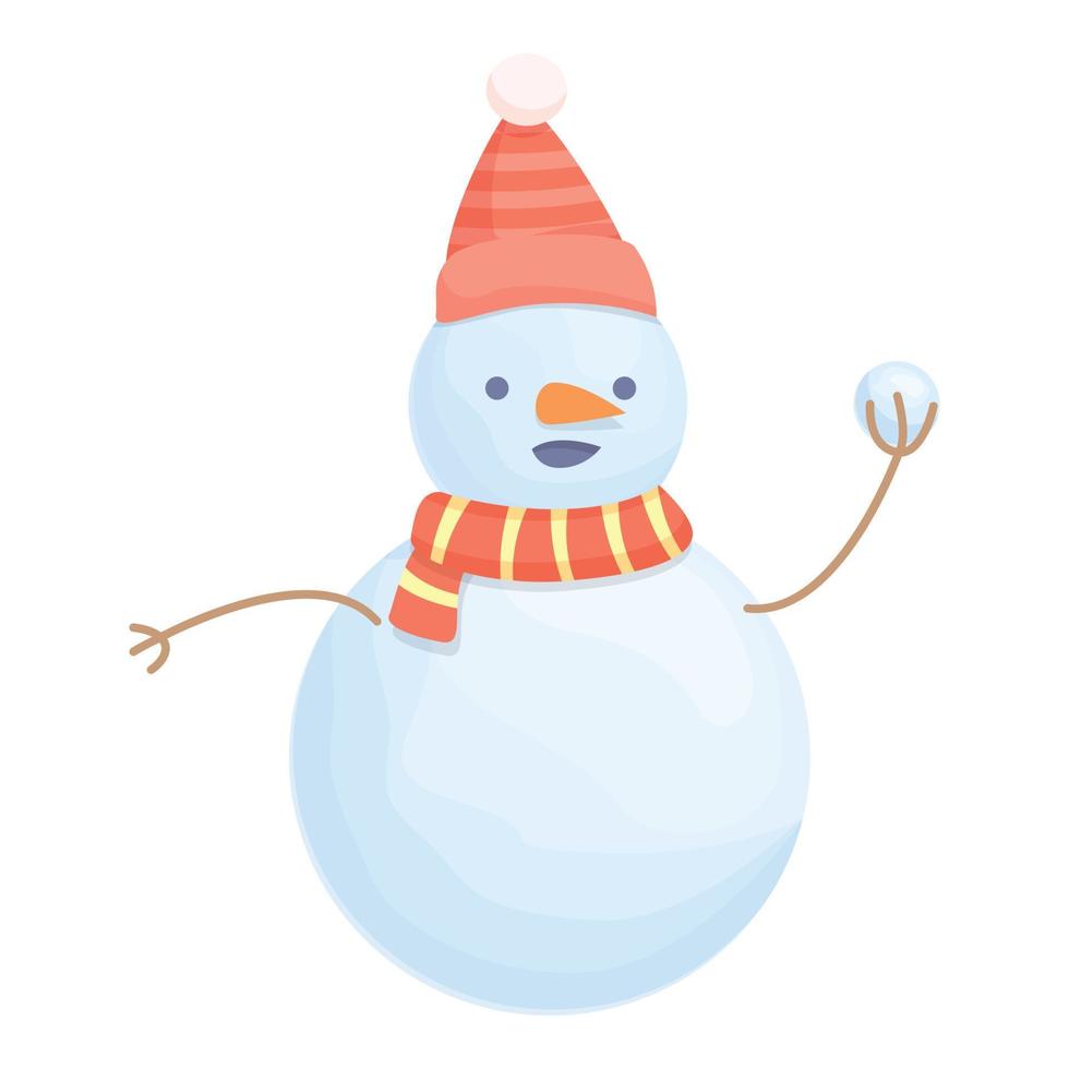 Snowman play fun icon cartoon vector. Hat man vector