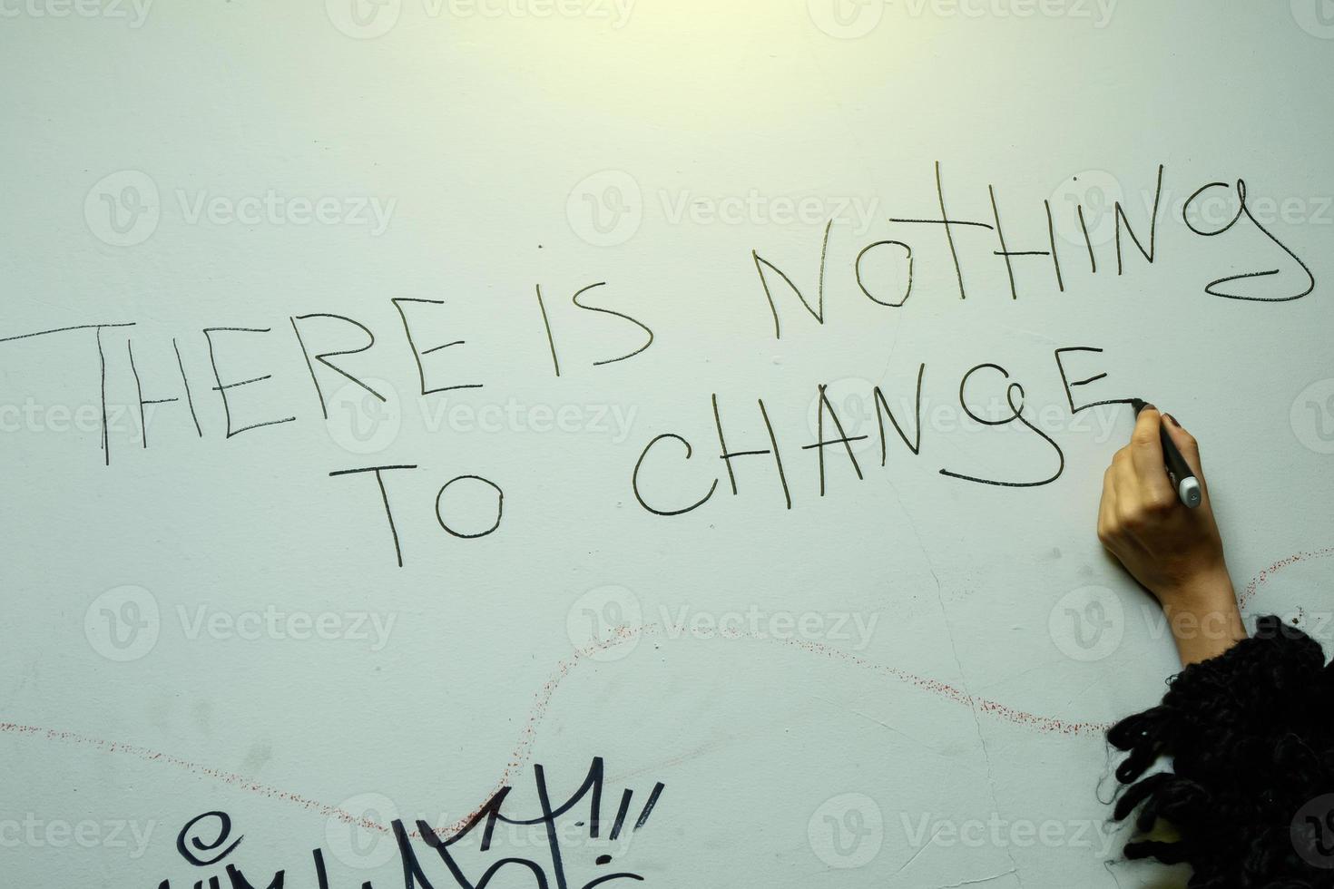 Vandal writing on the wall with a permanent marker photo
